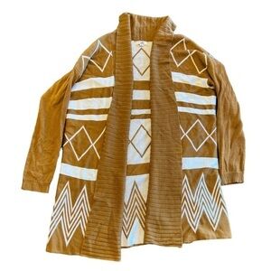 YA Los Angeles Aztec‎ Geometric Print Open Drape Cardigan Sweater Size Small